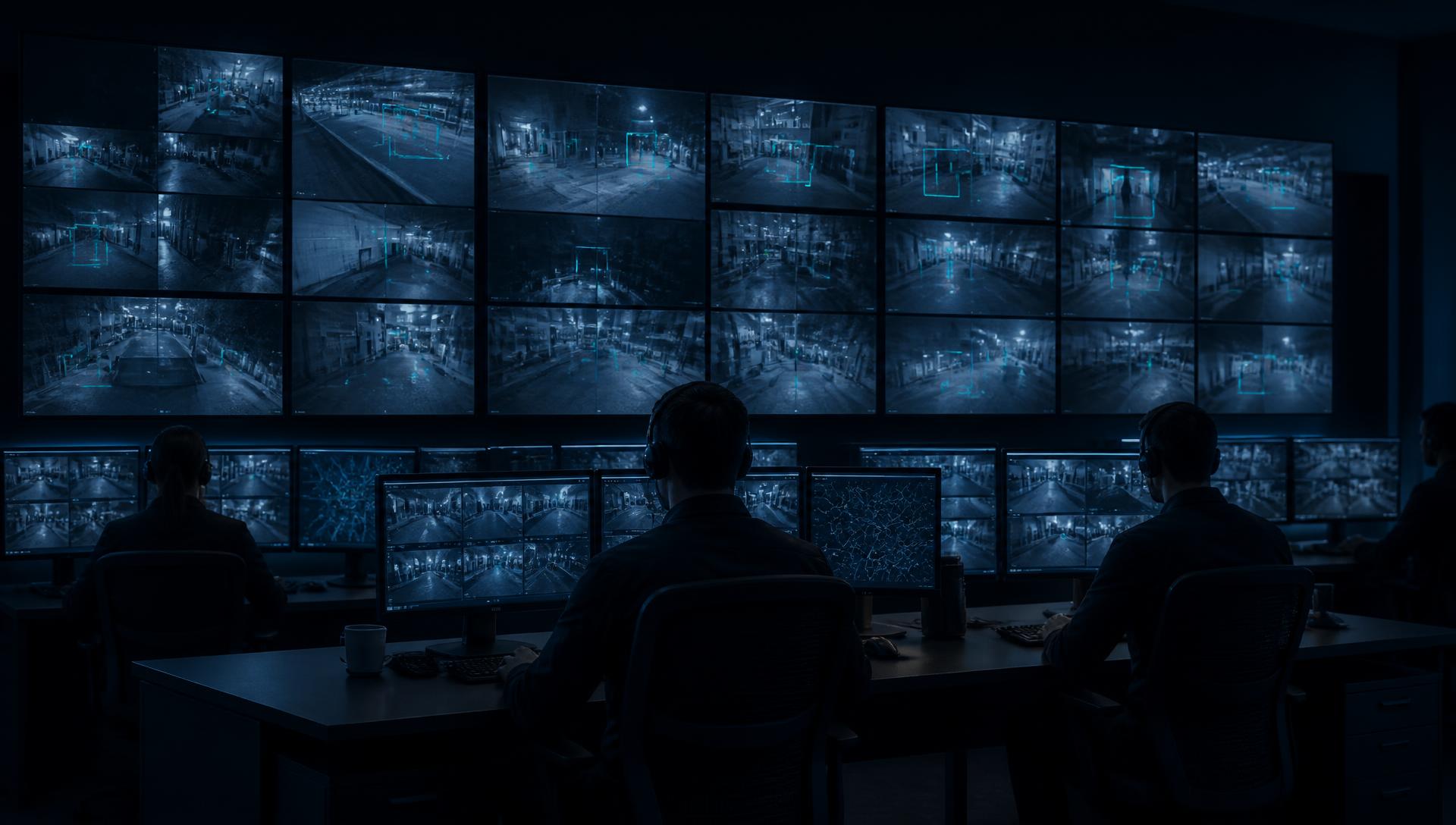 Zee Links engineers monitoring AI CCTV feeds in a control room
